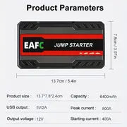 Portable Car Jump Starter & Power Bank - 12V Emergency Booster with LED Light