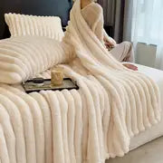 Luxurious Soft Faux Rabbit Fur Throw Blanket - Cozy & Warm for Couch, Bed, Office & Travel - Perfect All-Season Gift!