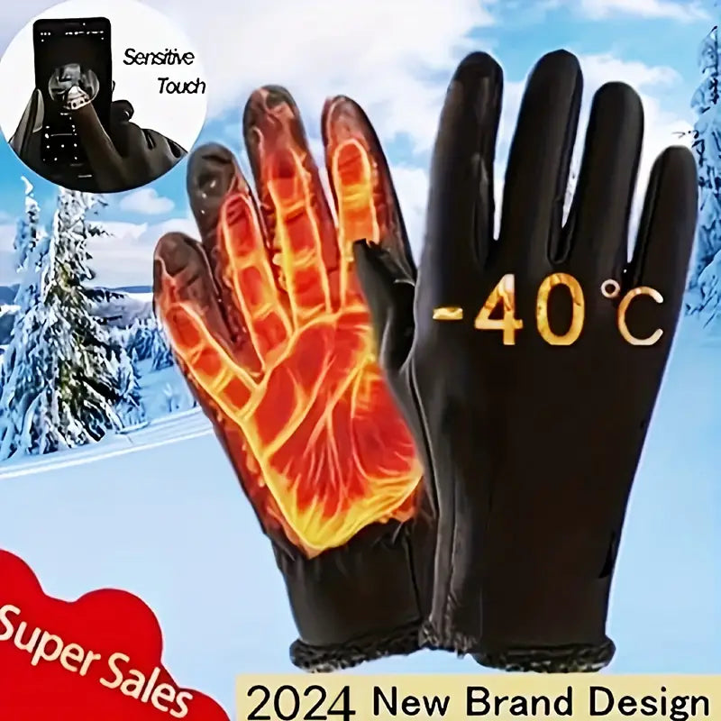 Men's Plus Velvet Cold Safeguard Touch Screen Gloves - Perfect for Autumn & Winter Sports!