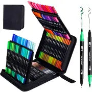 Double-Headed Marker Pens Set - Perfect for Watercolor Art & Graffiti! Great Holiday Gift!