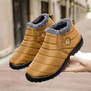 Low Platform Heel Women's Waterproof Ankle Boots - Cozy Plush Lined Slip-On Winter Snow Botines