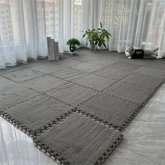 12pcs Interlocking Carpet Tiles - Soft & Washable Non-Slip Mats for Bedroom & Living Room