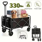 Heavy Duty 3-in-1 Foldable Utility Wagon - 330 lbs Capacity, All-Terrain Wheels for Camping & Beach