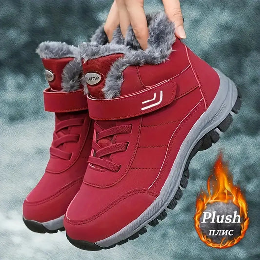 Non-slip Warm Women's Winter Snow Boots - Plush Lined High-top Casual Outdoor Hiking Shoes