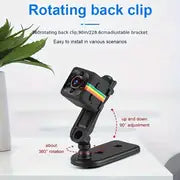 Portable Mini Camera with HD Video, Motion Detection & Touch Control for Home Security