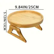 Foldable Bamboo Sofa Armrest Tray - Instant Stable End Table - 9.84" x 5.12" - Elegant Hardwood Design