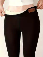 Stay Cozy in Style: High Waist Plush Lined Thermal Skinny Leggings - Perfect for Fall & Winter!