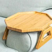 Foldable Bamboo Sofa Armrest Tray - Instant Stable End Table - 9.84" x 5.12" - Elegant Hardwood Design