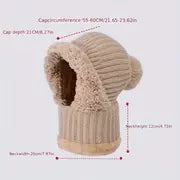 3-in-1 Winter Fleece Lined Knitted Hat with Ear Covers - Windproof Scarf Mask Set for Ultimate Warmth