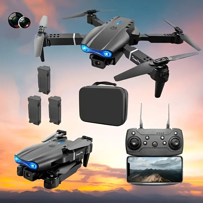 E99 Dual HD Camera Drone - Auto-Return, WiFi, 3 Batteries - Perfect for Beginners & Outdoor Adventure!