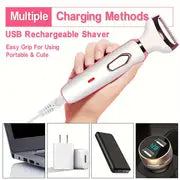 4 In 1 Women's Electric Hair Remover Set - USB Rechargeable, Gentle & Portable for Face, Bikini, Eyebrows, & More | Perfect Gift for Mother's Day!