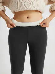 Stay Cozy in Style: High Waist Plush Lined Thermal Skinny Leggings - Perfect for Fall & Winter!