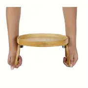 Foldable Bamboo Sofa Armrest Tray - Instant Stable End Table - 9.84" x 5.12" - Elegant Hardwood Design