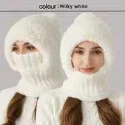 3-in-1 Winter Fleece Lined Knitted Hat with Ear Covers - Windproof Scarf Mask Set for Ultimate Warmth