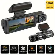 3.16 Inch Dual Dash Cam - 24HR Motion Sensor, Infrared Night Vision, Dual 1080P Recording & IPS Screen